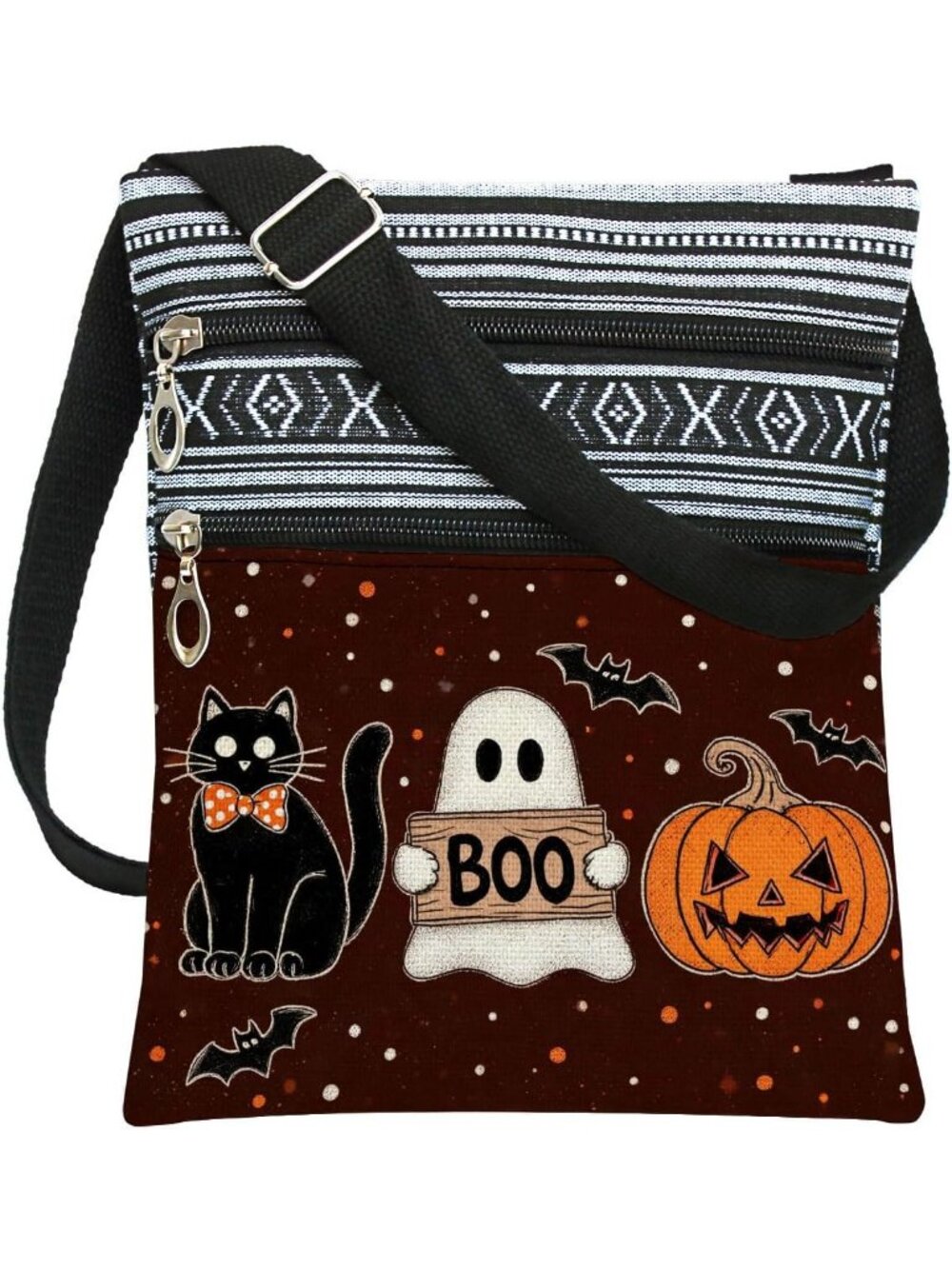 Women's Design Halloween Pumpkin Bat Goth Skull Witch Shoulder Crossbody Bag